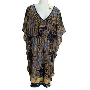 NWT Speed Control Womens 3X Dress Semi Sheer Overlay Cinch Waist Flowy Short Slv